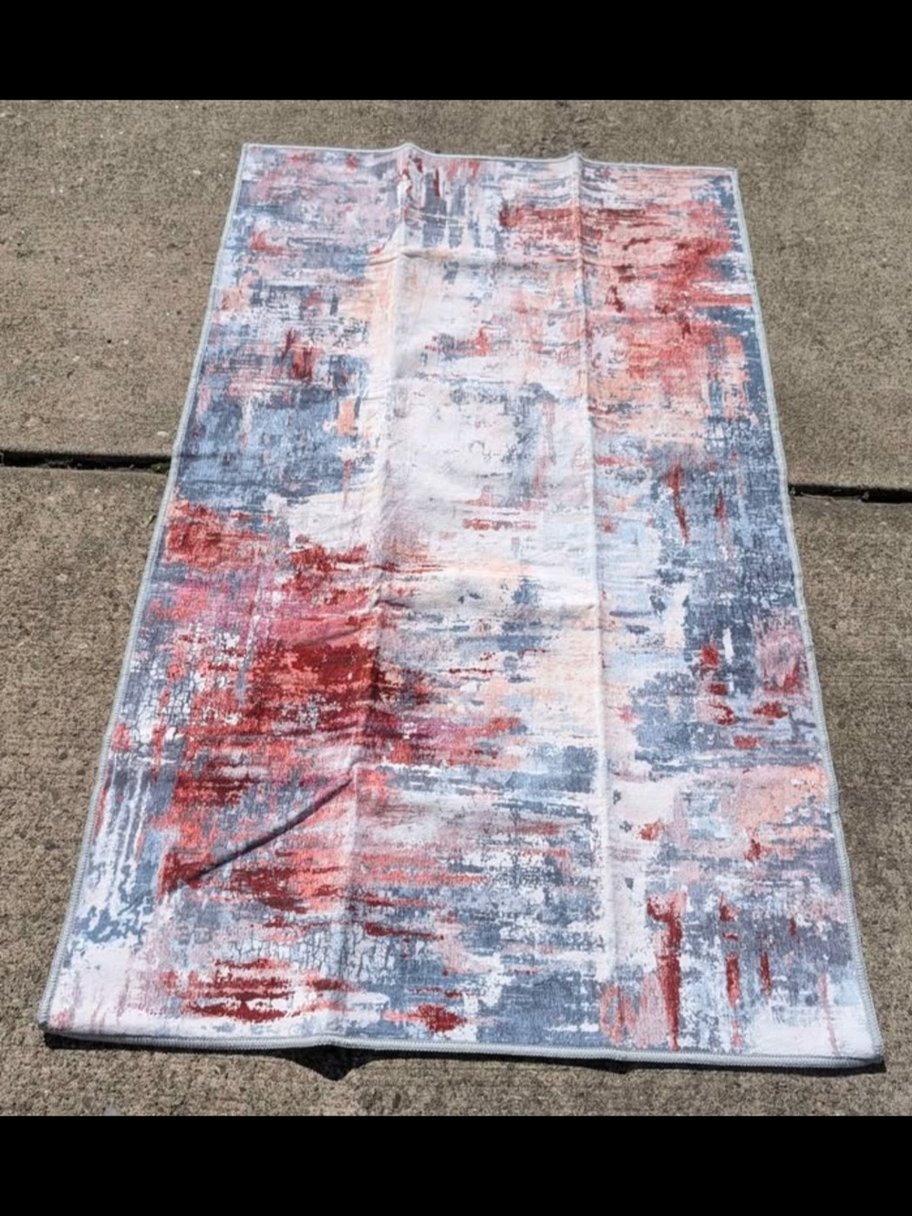 Abstract Modern Area Rug in Rust, Gray & Cream